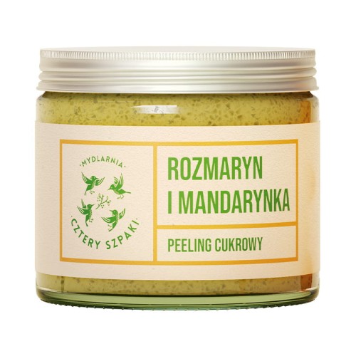 Peeling cukrowy do ciała Rozmaryn i Mandarynka 250 ml - Cztery Szpaki
