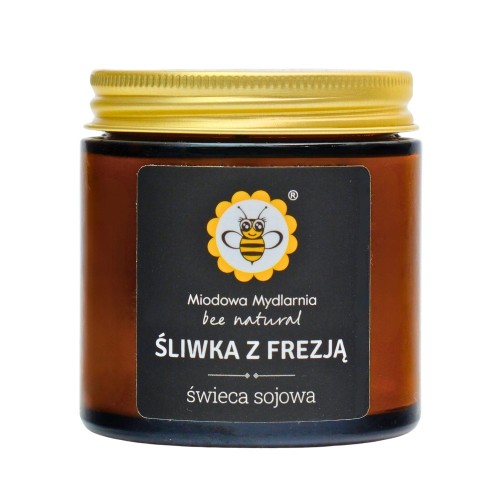 Śliwka z Frezją świeca z wosku sojowego 120 ml - Miodowa Mydlarnia