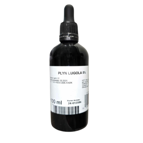 Płyn Lugola jodyna roztwór wodny ze szklaną pipetą 5% 100 ml - Stanlab