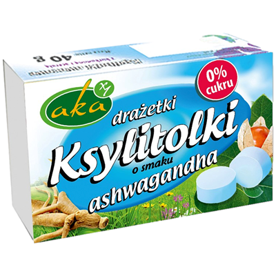 Ksylitolki drażetki pudrowe z ashwagandhą 40 g - Aka