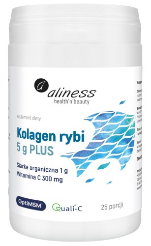 Kolagen rybi 5 g PLUS siarka OptiMSM witamina C 25 porcji - Aliness