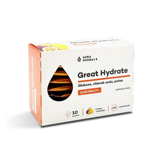 Elektrolity Great Hydrate mango marakuja saszetki 10 szt - Aura Herbals