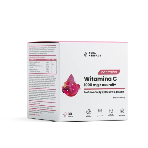Naturalna witamina C 1000 mg z aceroli saszetki 30 szt - Aura Herbals