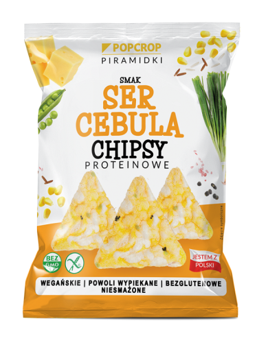 Chrupki piramidki proteinowe o smaku sera i cebuli bezglutenowe 60 g - Popcrop