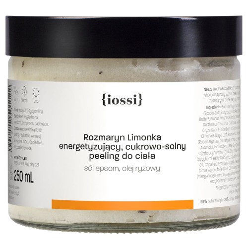Rozmaryn Limonka Energetyzujący cukrowo solny peeling do ciała 250 ml - iossi