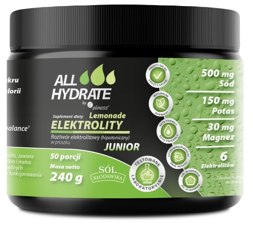 Elektrolity Junior Lemonade - proszek 240 g - 50 porcji - ALLHydrate