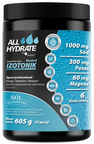 ALLHydrate Izotonik Sport Neutral - proszek 605 g 50 porcji - Aliness