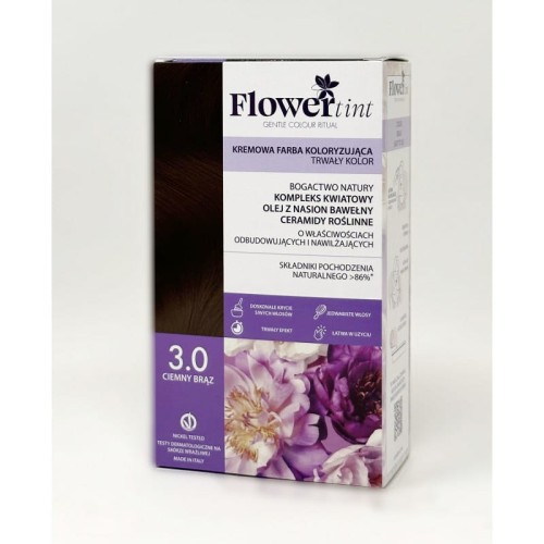 Trwała farba do włosów 3.0 ciemny brąz - FlowerTint