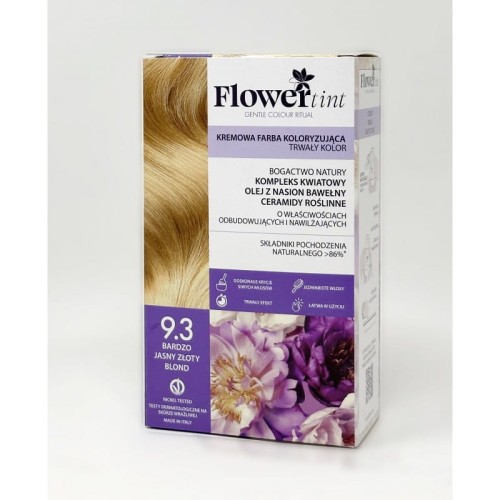 Trwała farba do włosów 9.03 bardzo jasny złoty blond - FlowerTint