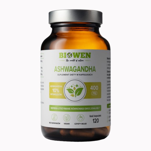 Ashwagandha Żeń-szeń indyjski ekstrakt 400 mg 120 kapsułek - Biowen