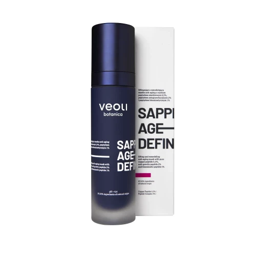 Liftingująco-remodelująca maska anti-aging z czystym peptydem miedziowym 0,5%, peptydem antygrawitacyjnym 2% i peptydem biomimetycznym 1% Sapphire Age-Definer 50 ml - Veoli Botanica