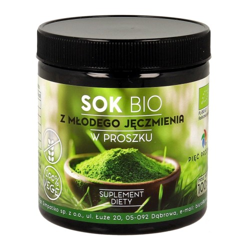 Sok z młodego jęczmienia BIO proszek 100 g - Pięć Przemian