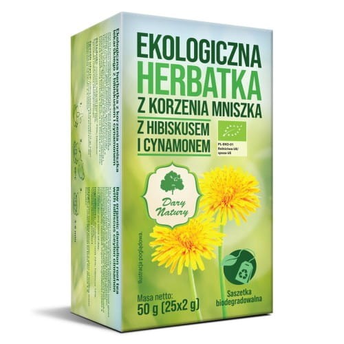 Herbatka z Korzeniem Mniszka Hibiskusem i Cynamonem EKO fix 25 x 2 g (saszetki) - Dary Natury