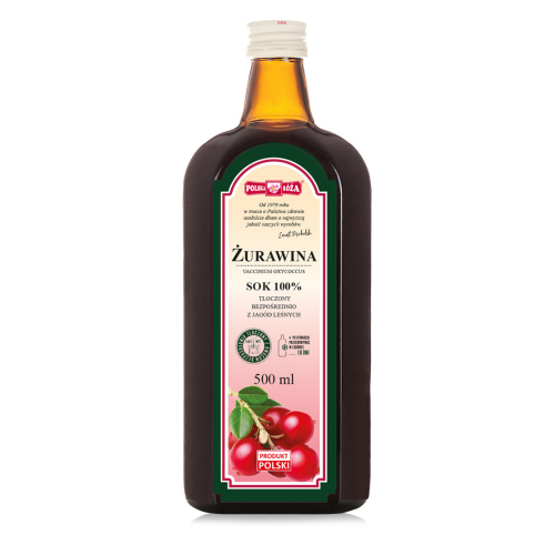 Sok żurawina błotna 100% bez cukru 500 ml - Polska Róża