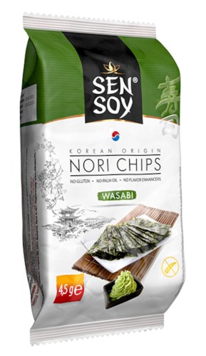 Chipsy Nori wasabi bezglutenowe 4,5 g - Sen Soy