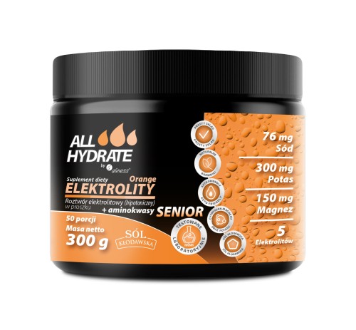 ALLHydrate Elektrolity Senior Orange proszek 300 g 50 porcji - Aliness