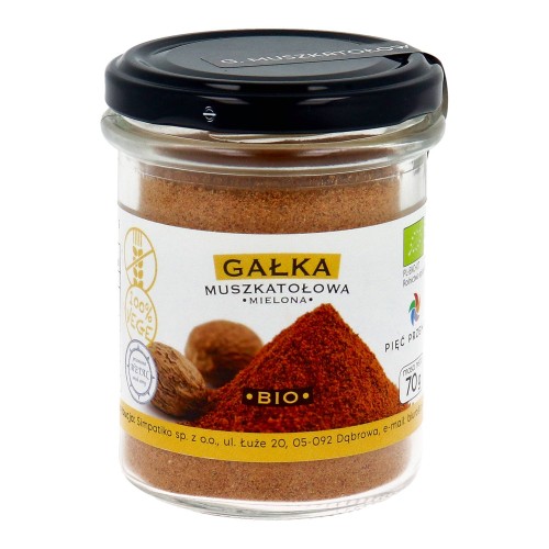 Gałka muszkatołowa mielona BIO bezglutenowa 70 g - Pięć Przemian