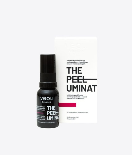 Rozświetlająco-napinający peeling pod oczy z kompleksem kwasów 6% i keratoliną 2% The Peeluminator 15 ml - Veoli Botanica