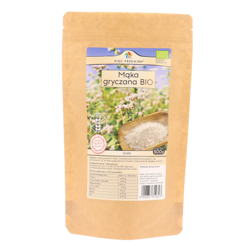 Mąka gryczana biała bezglutenowa BIO 500 g - Pięć Przemian