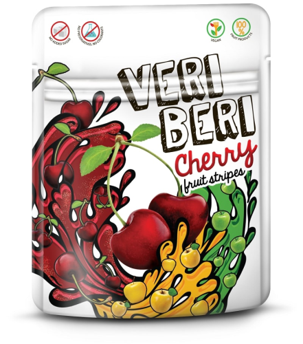 Żelki paski wiśniowe bez dodatku cukru bezglutenowe 50 g - Veri Beri