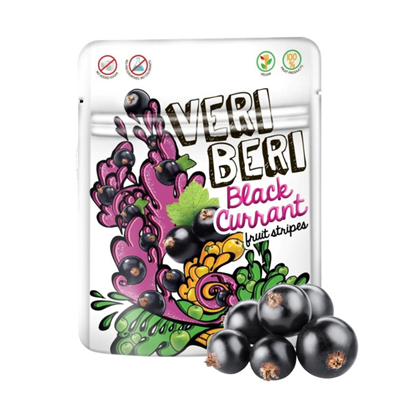 Żelki paski czarna porzeczka bez dodatku cukru bezglutenowe 50 g - Veri Beri