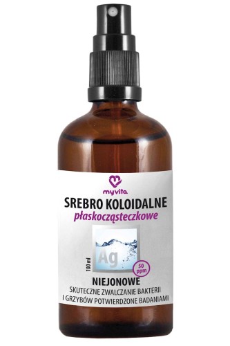 Srebro koloidalne płaskocząsteczkowe niejonowe 50 ppm spray 100 ml - MyVita