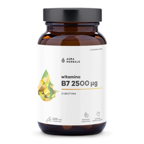 Witamina B7 2500 µg biotyna - 120 kapsułek - Aura Herbals