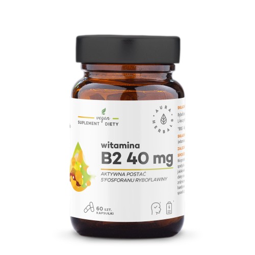 Witamina B2 R-5-P 40 mg (ryboflawina) - 60 kapsułek - Aura Herbals