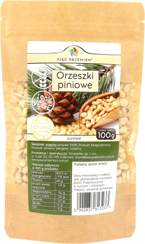 Orzeszki piniowe surowe bezglutenowe 100 g - Pięć Przemian