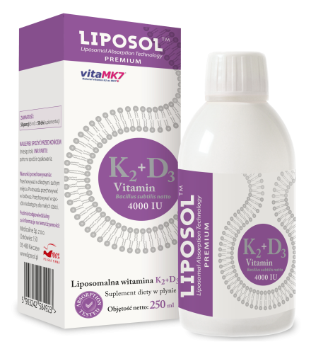 Liposol™ Liposomalna witamina K2 (Vita MK7) 100 uq + D3 4000 IU 250 ml - Aliness