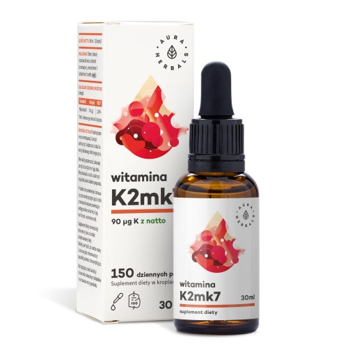 Witamina K2mk7 90 µg z natto - krople 30 ml - Aura Herbals