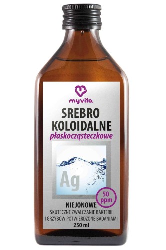 Srebro koloidalne płaskocząsteczkowe niejonowe 50 ppm 250 ml - MyVita