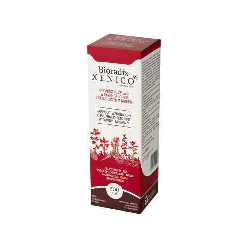 Bioradix Xenico Organiczne żelazo w płynnej formie z ekologicznym miodem 500 ml - Xenico Pharma