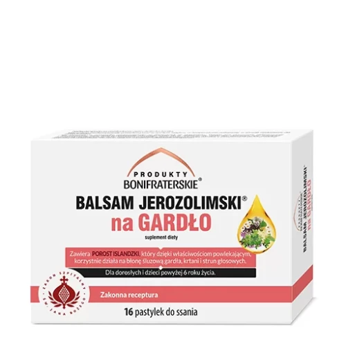 Balsam Jerozolimski na gardło 16 pastylek - Produkty Bonifraterskie