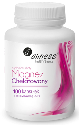Magnez chelatowany + witamina B6 100 kapsułek - Aliness