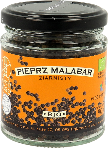 Pieprz czarny Malabar ziarnisty BIO bezglutenowy 90 g - Pięć Przemian