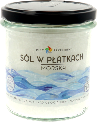 Sól morska w płatkach biała bezglutenowa 180 g - Pięć Przemian