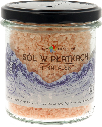 Sól himalajska różowa w płatkach bezglutenowa 180 g - Pięć Przemian