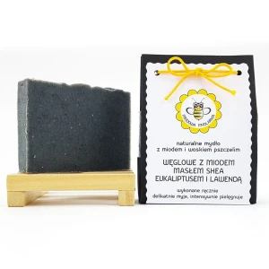 Mydło naturalne Węglowe z Miodem Masłem Shea Eukaliptusem i Lawendą 100 g - Miodowa Mydlarnia