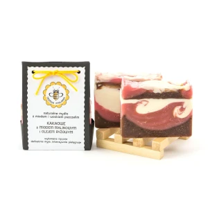 Mydło naturalne Kakaowe z Miodem Malinowym i Olejem Ryżowym 95 g - Miodowa Mydlarnia