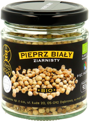 Pieprz biały ziarnisty BIO bezglutenowy 90 g - Pięć Przemian