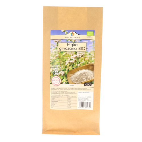 Mąka gryczana biała BIO bezglutenowa 1 kg - Pięć Przemian