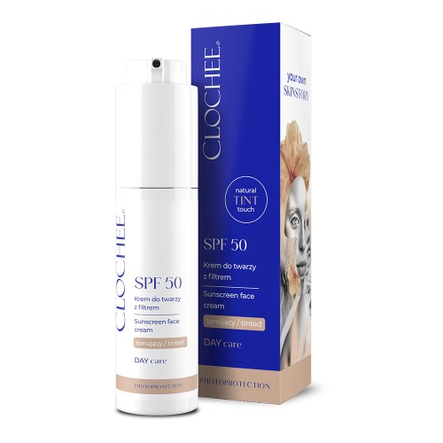 Krem do twarzy z filtrem SPF 50 tonujący 50 ml - Clochee