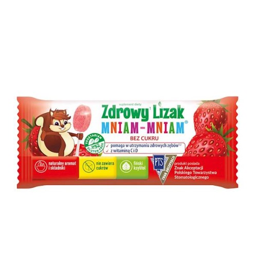 Zdrowy lizak Mniam-Mniam Truskawka z witaminą C i D - Starpharma