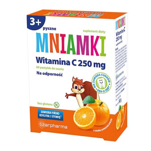 Mniamki Witamina C 250 mg o smaku pomarańczowym 60 pastylek do ssania - Starpharma