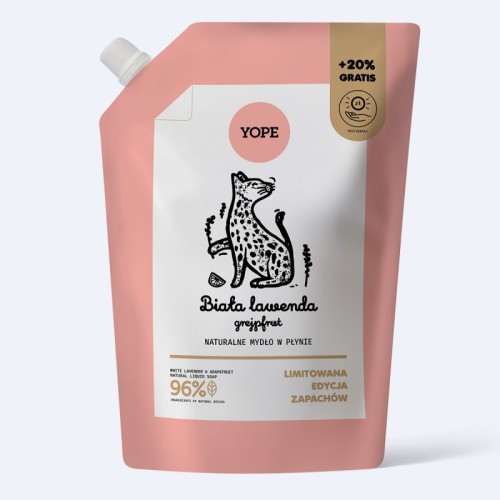 Mydło w płynie do rąk Biała Lawenda i Grejpfrut refill 600 ml - Yope
