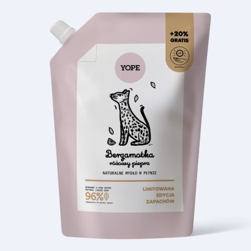 Mydło w płynie do rąk Bergamotka i Różowy Pieprz refill 600 ml - Yope
