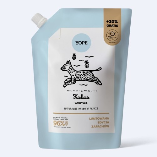 Mydło w płynie do rąk Kokos i Ananas refill 600 ml - Yope
