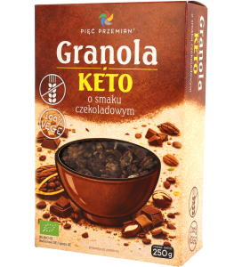 Granola KETO o smaku czekoladowym bezglutenowa BIO 250 g - Pięć Przemian
