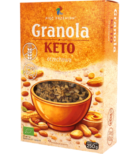 Granola KETO orzechowa bezglutenowa BIO 250 g - Pięć Przemian